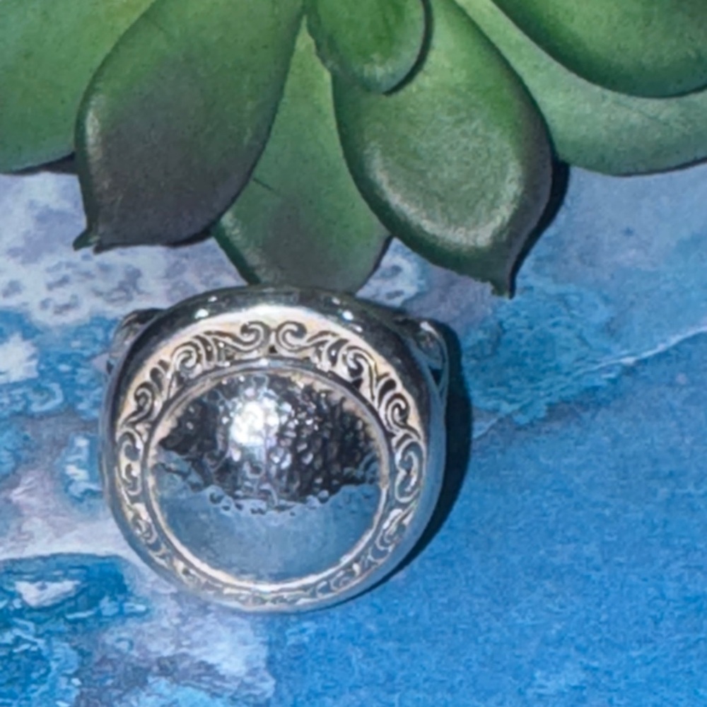 Silver Ae Hammered Dome Ring - image 1